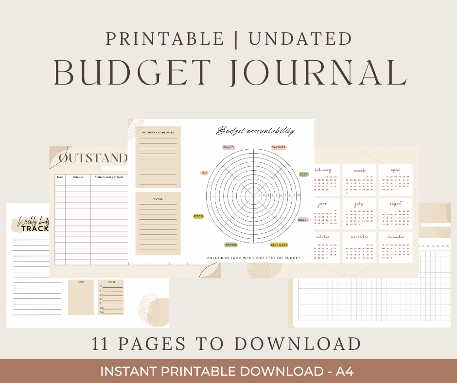 PRINTABLE Budget Journal - Beige